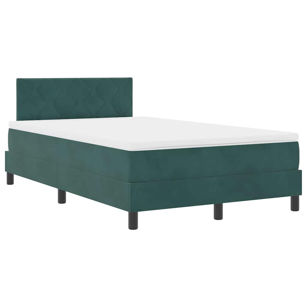 Box spring seng med hovedgærde Mørkegrøn 120 x 190 cm Fløjl