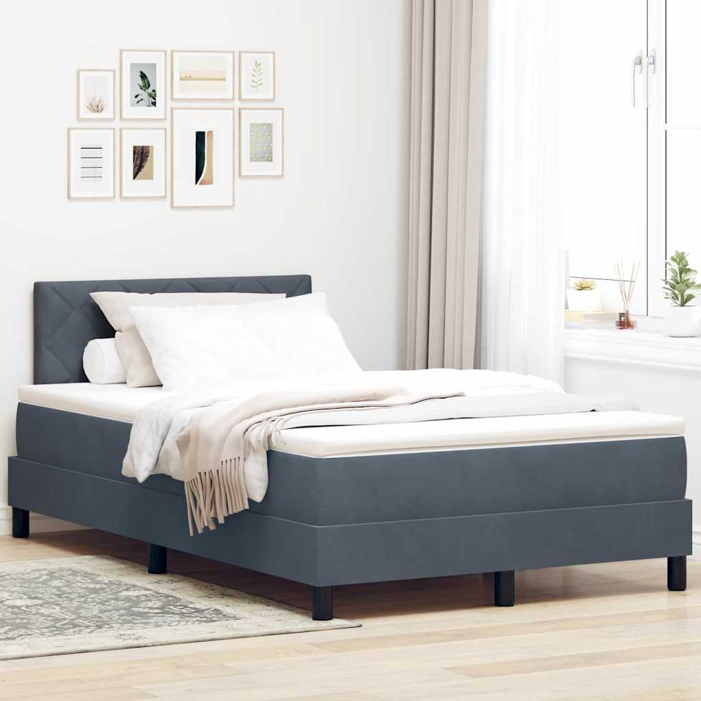 Box spring seng med hovedgærde Mørkegrå 120 x 200 cm Fløjl