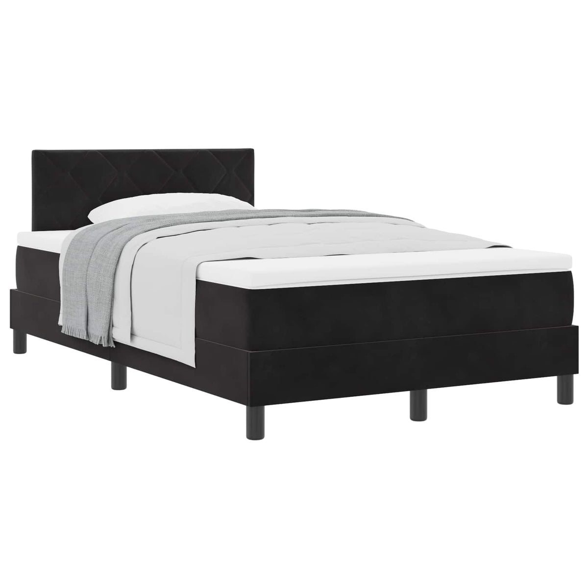 Box spring seng med hovedgærde Sort 120 x 200 cm Fløjl