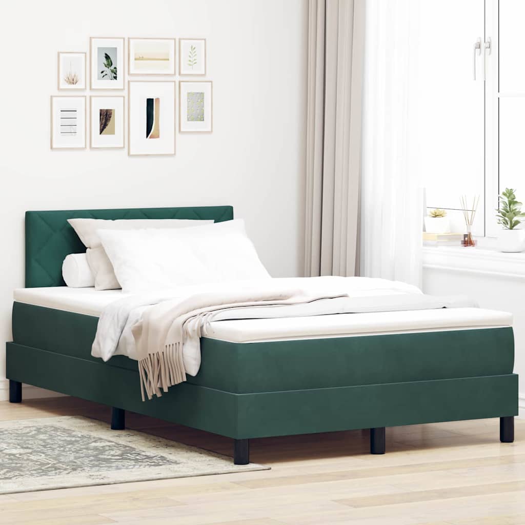 Box spring seng med hovedgærde Mørkegrøn 120 x 200 cm Fløjl