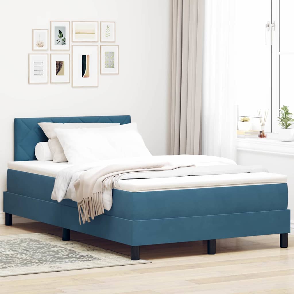 Box spring seng med hovedgærde Mørk blå 120 x 200 cm Fløjl