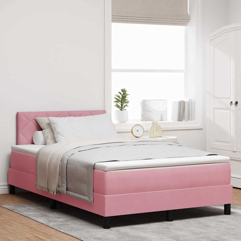 Box spring seng med hovedgærde Lyserød 120 x 200 cm Fløjl
