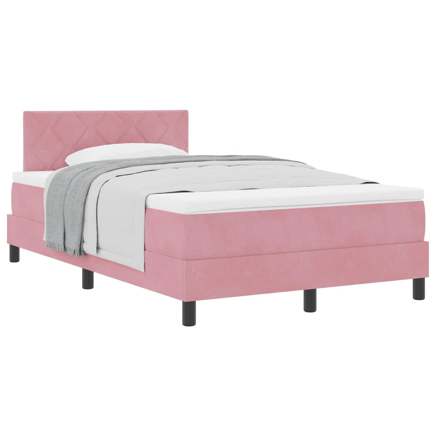 Box spring seng med hovedgærde Lyserød 120 x 200 cm Fløjl