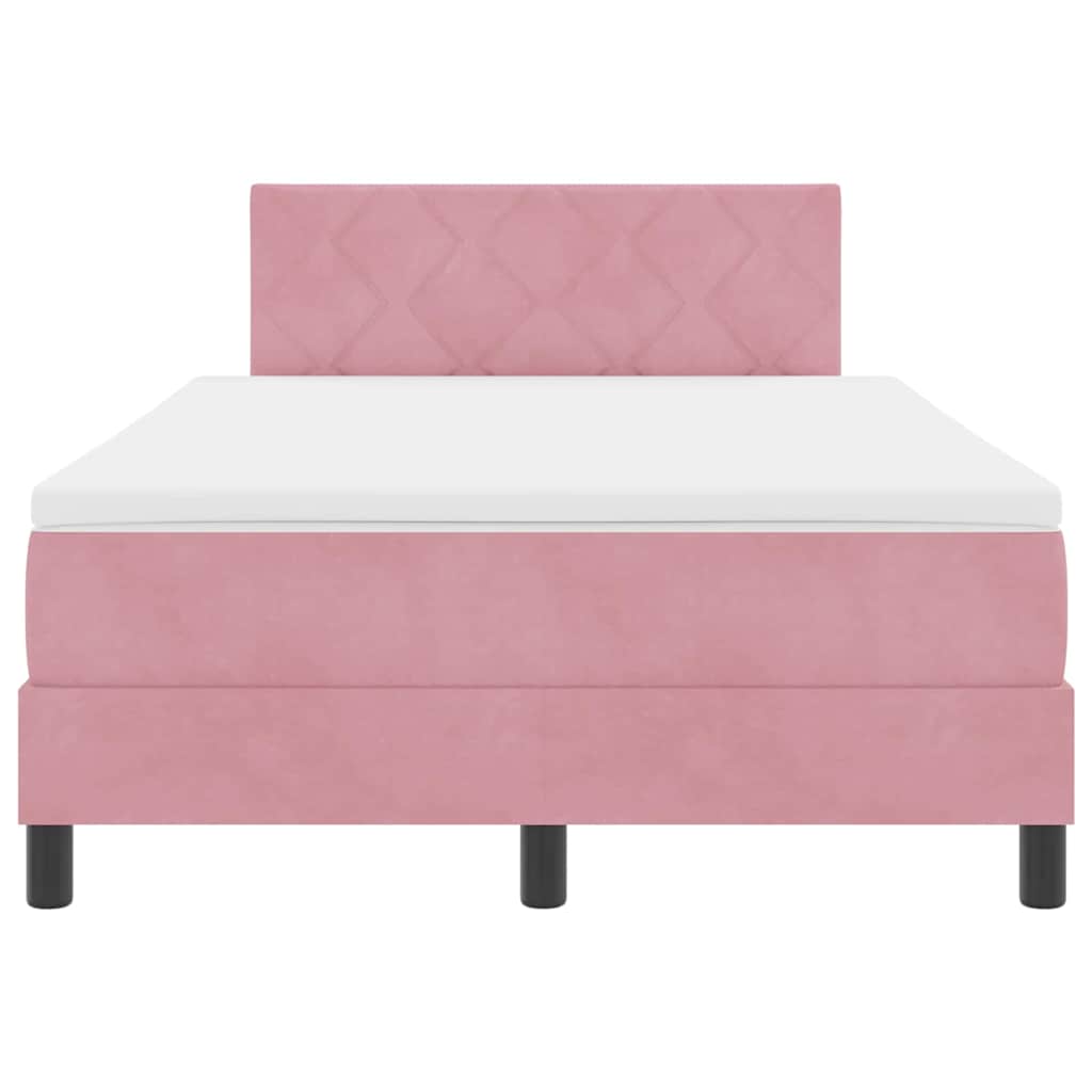 Box spring seng med hovedgærde Lyserød 120 x 200 cm Fløjl
