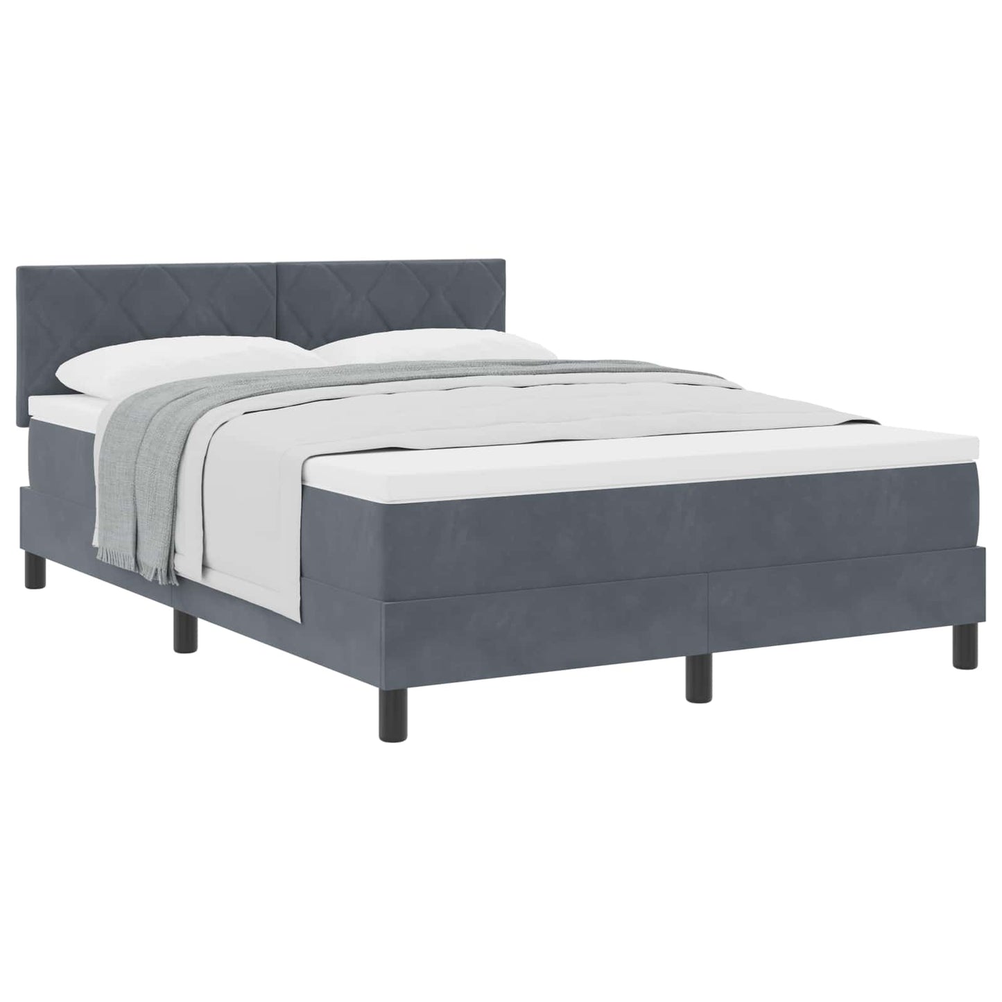 Box spring seng med hovedgærde Mørkegrå 140 x 190 cm Fløjl