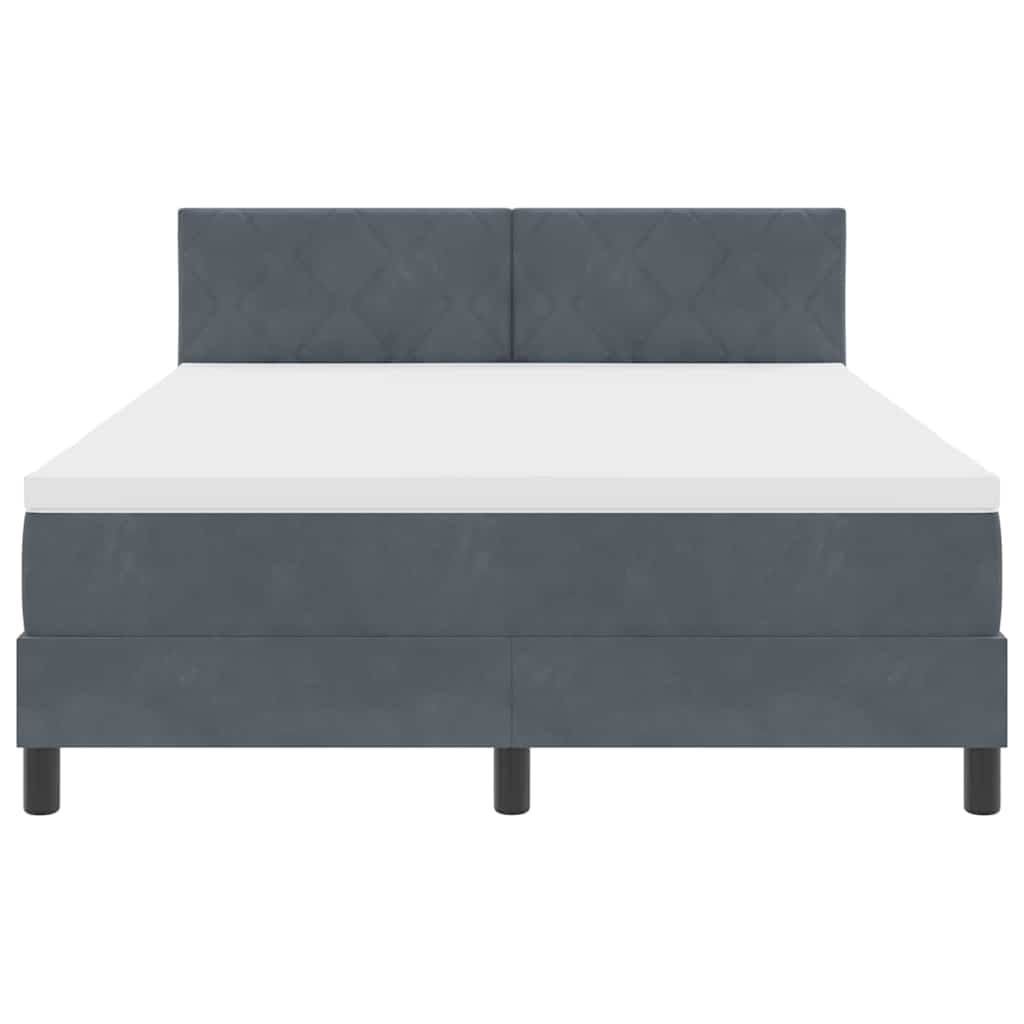 Box spring seng med hovedgærde Mørkegrå 140 x 190 cm Fløjl