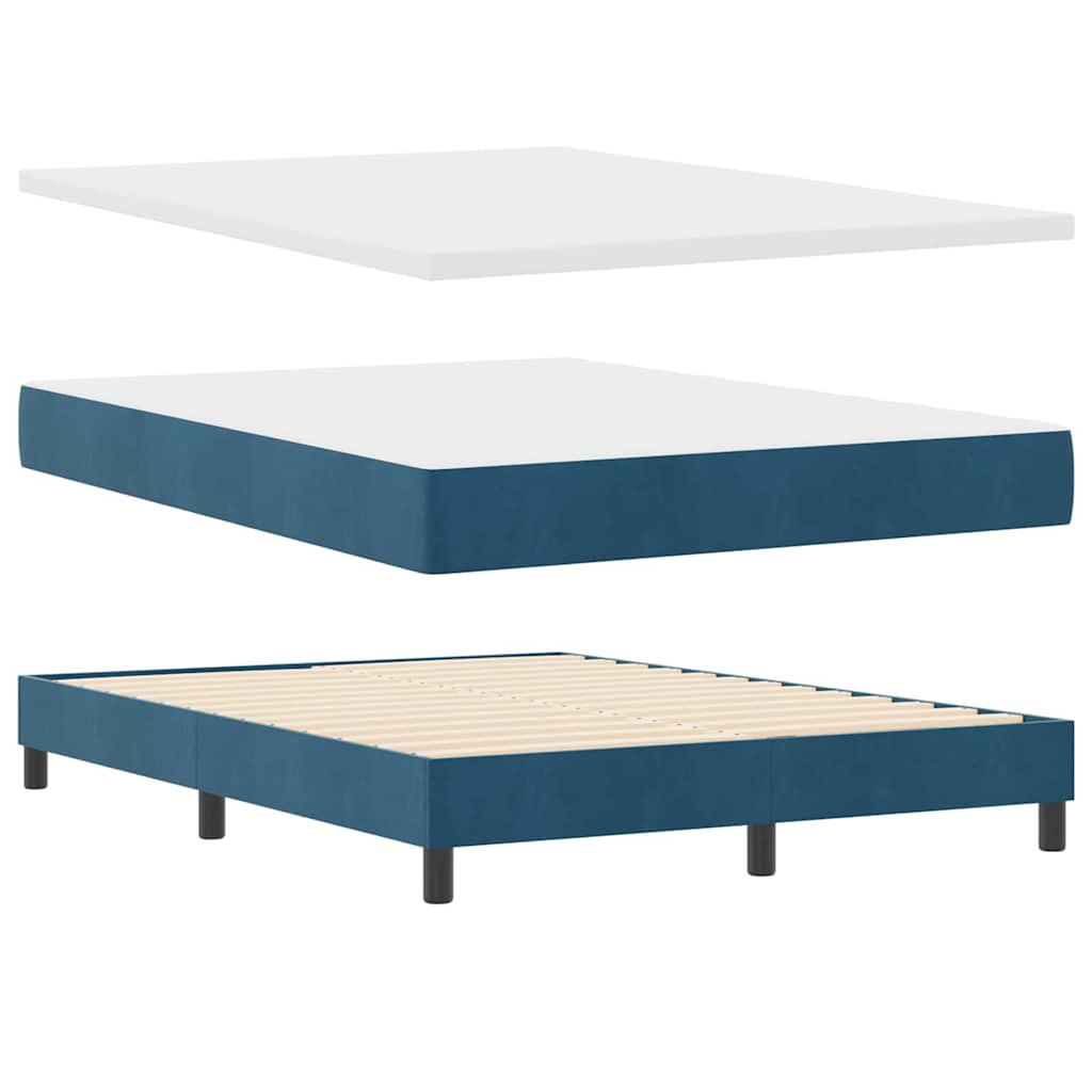 Box spring seng med hovedgærde Mørk blå 140 x 190 cm Fløjl