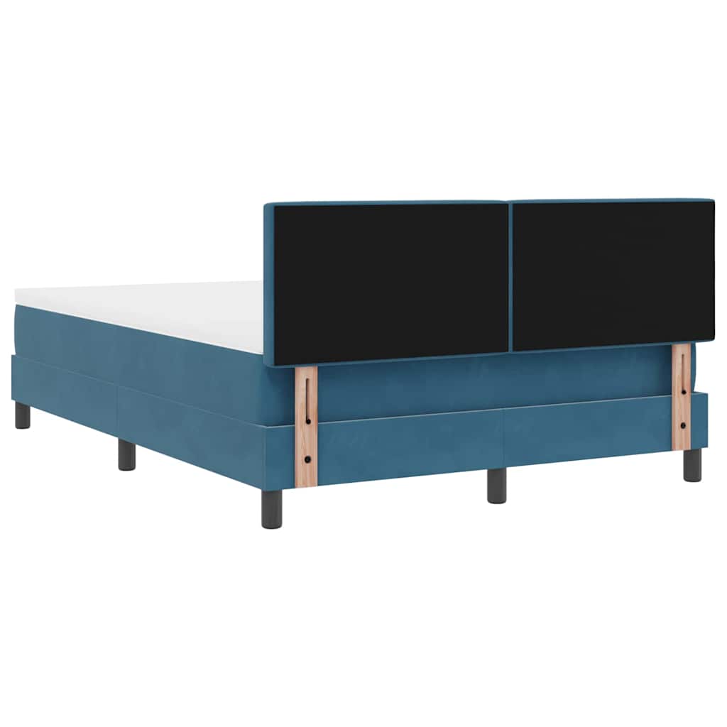 Box spring seng med hovedgærde Mørk blå 140 x 190 cm Fløjl