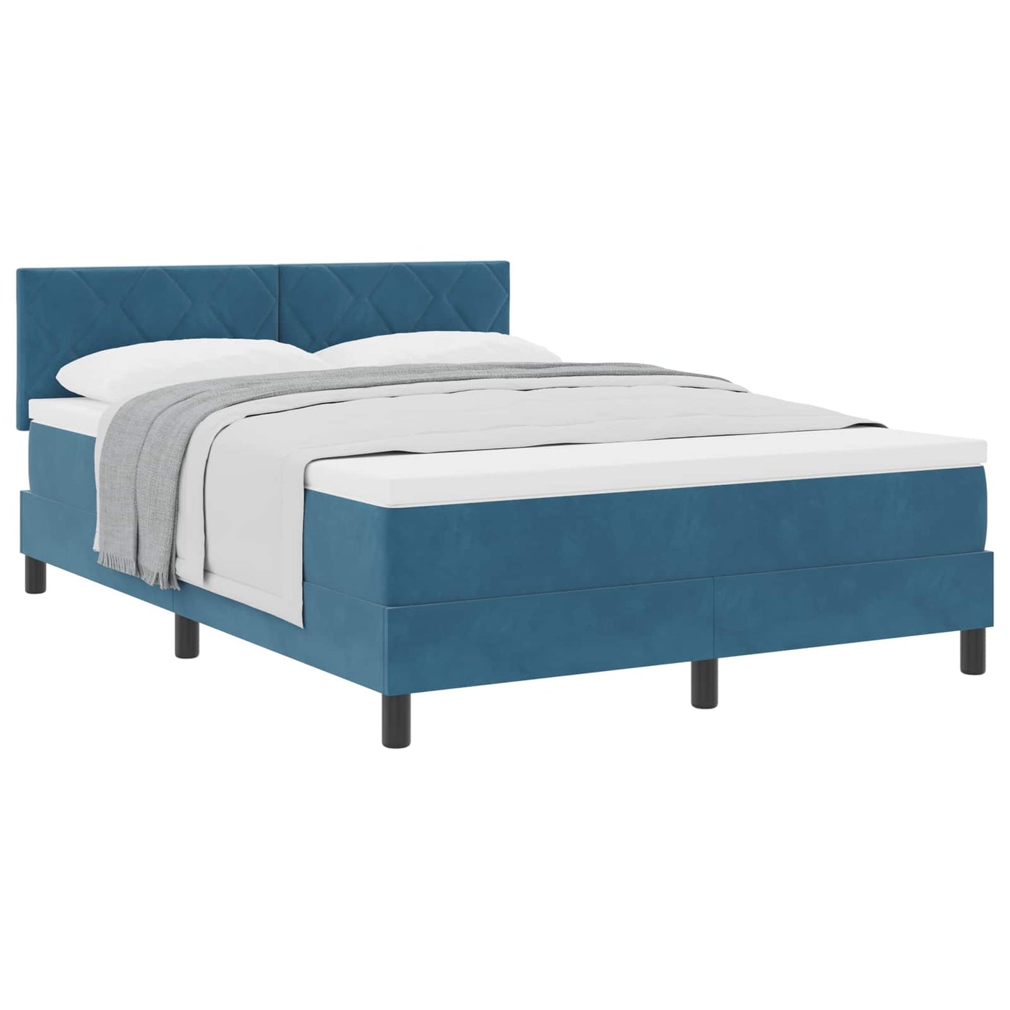 Box spring seng med hovedgærde Mørk blå 140 x 200 cm Fløjl