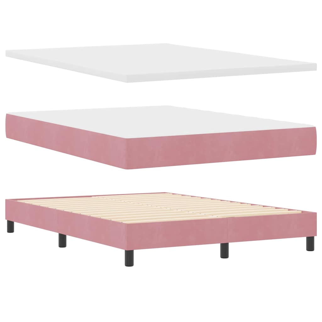 Box spring seng med hovedgærde Lyserød 140 x 200 cm Fløjl