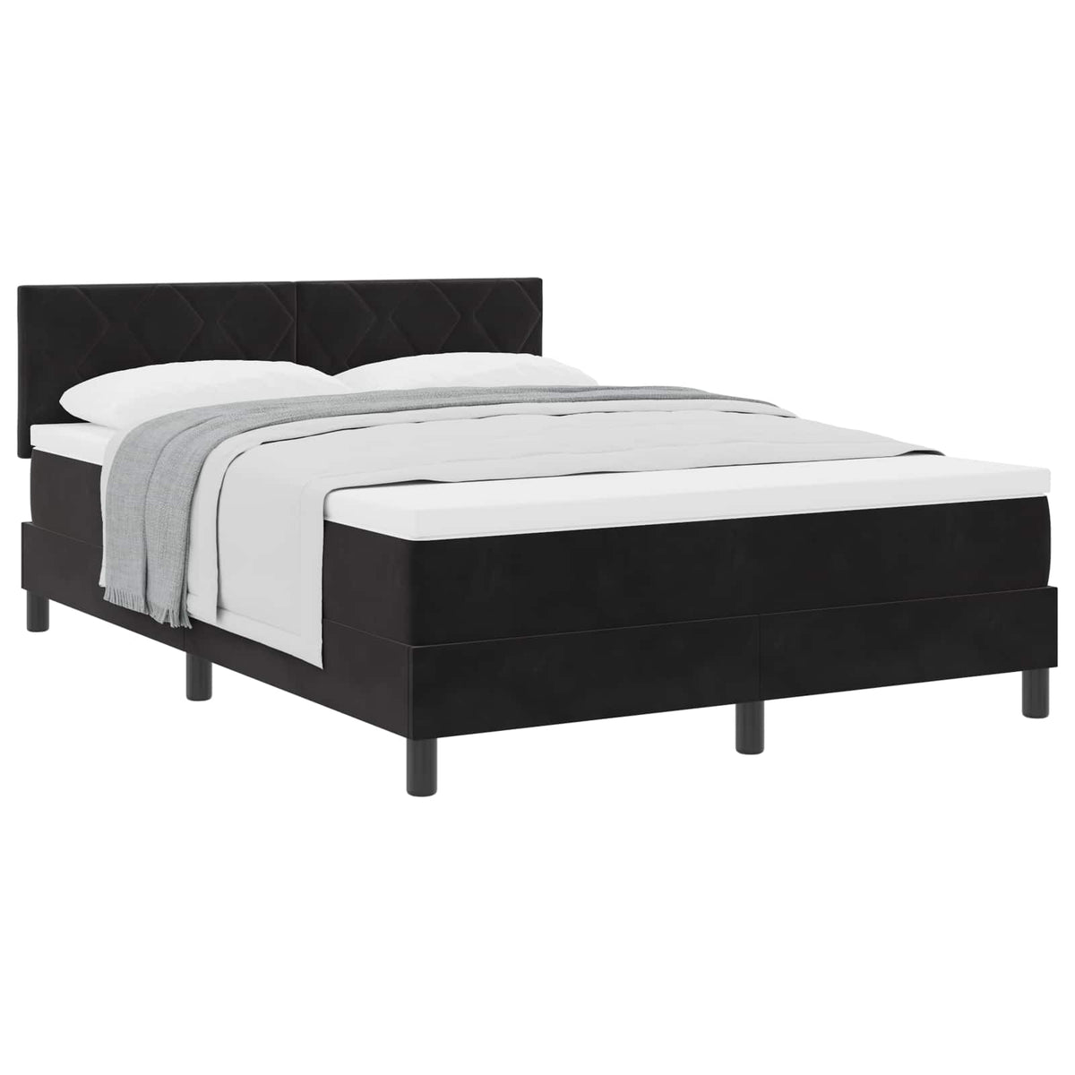 Box spring seng med hovedgærde Sort 160 x 200 cm Fløjl