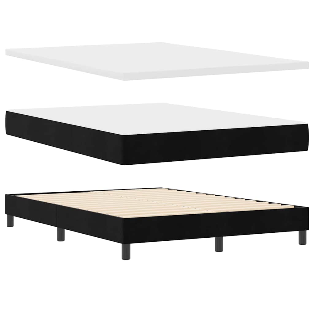 Box spring seng med hovedgærde Sort 160 x 200 cm Fløjl
