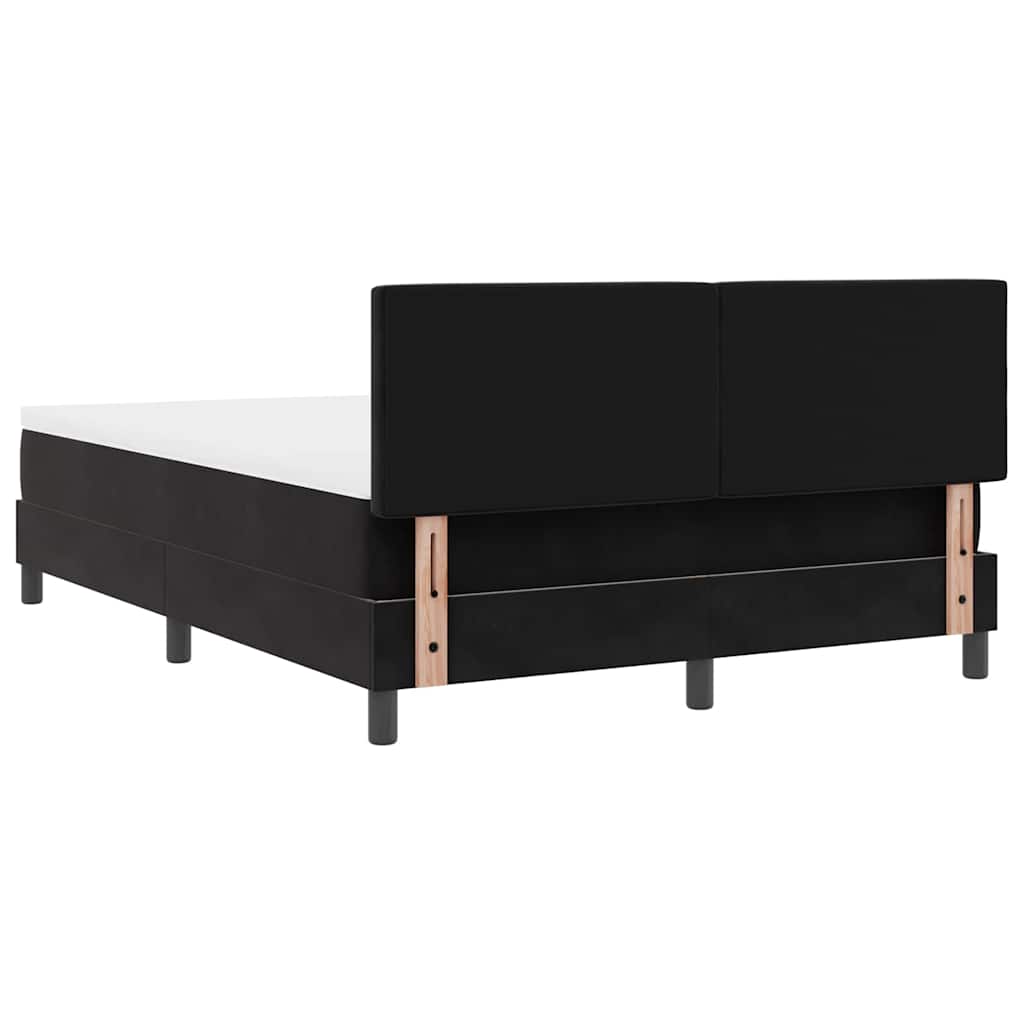 Box spring seng med hovedgærde Sort 160 x 200 cm Fløjl
