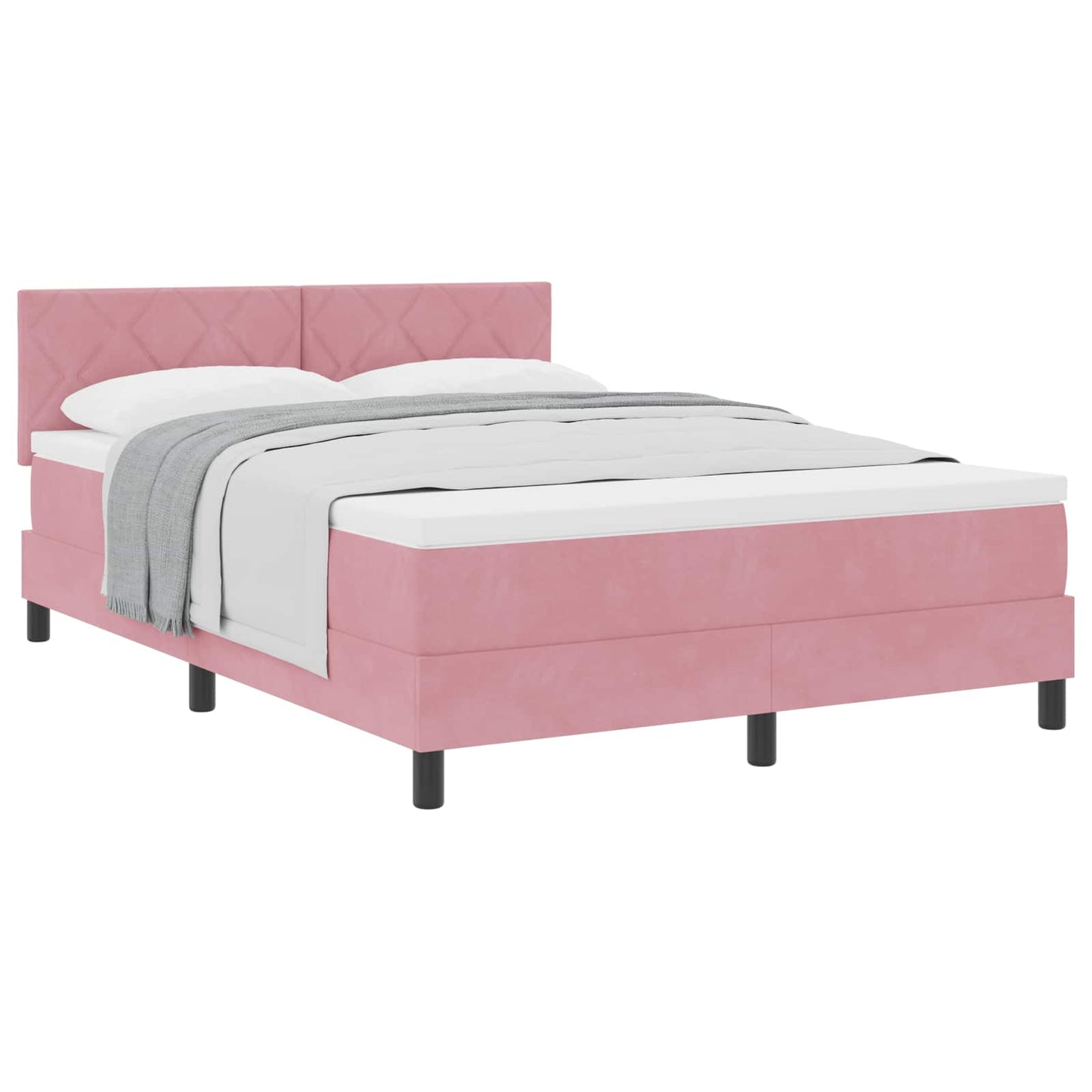 Box spring seng med pude Lyserød 160 x 200 cm Fløjl