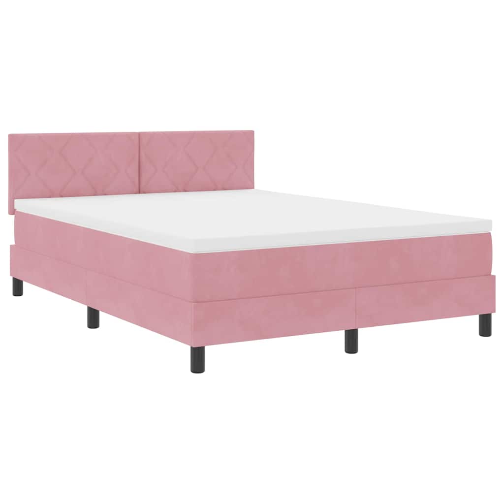 Box spring seng med pude Lyserød 160 x 200 cm Fløjl