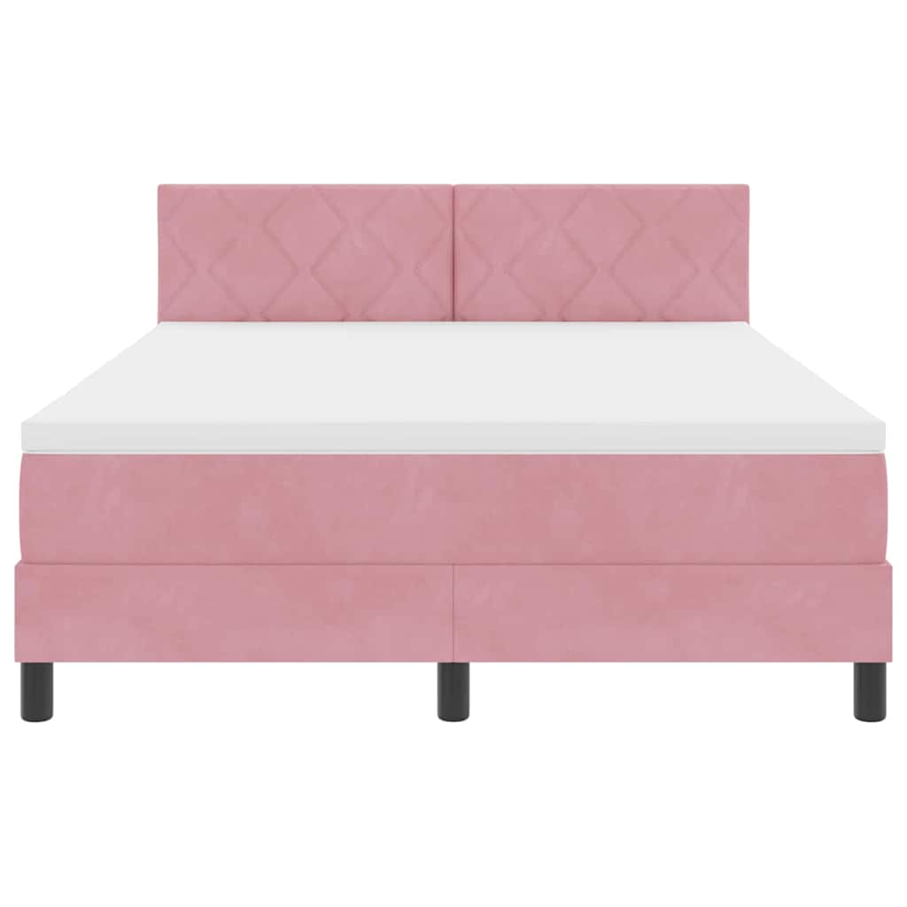 Box spring seng med pude Lyserød 160 x 200 cm Fløjl