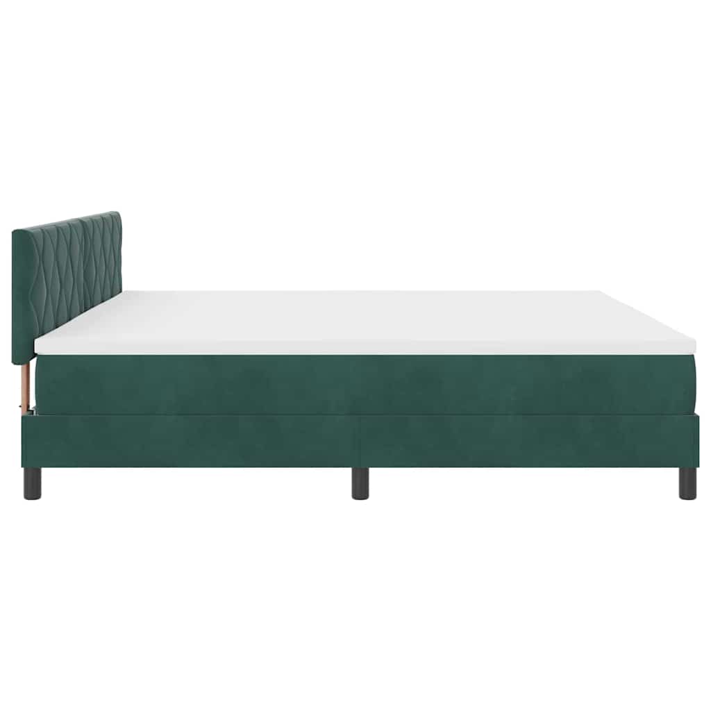 Box spring seng med hovedgærde Mørkegrøn 200 x 200 cm Fløjl