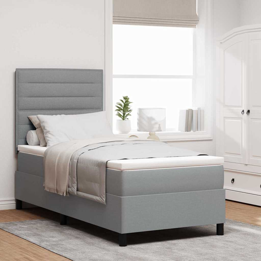 Box spring seng med madras Lysegrå 80 x 200 cm Stof