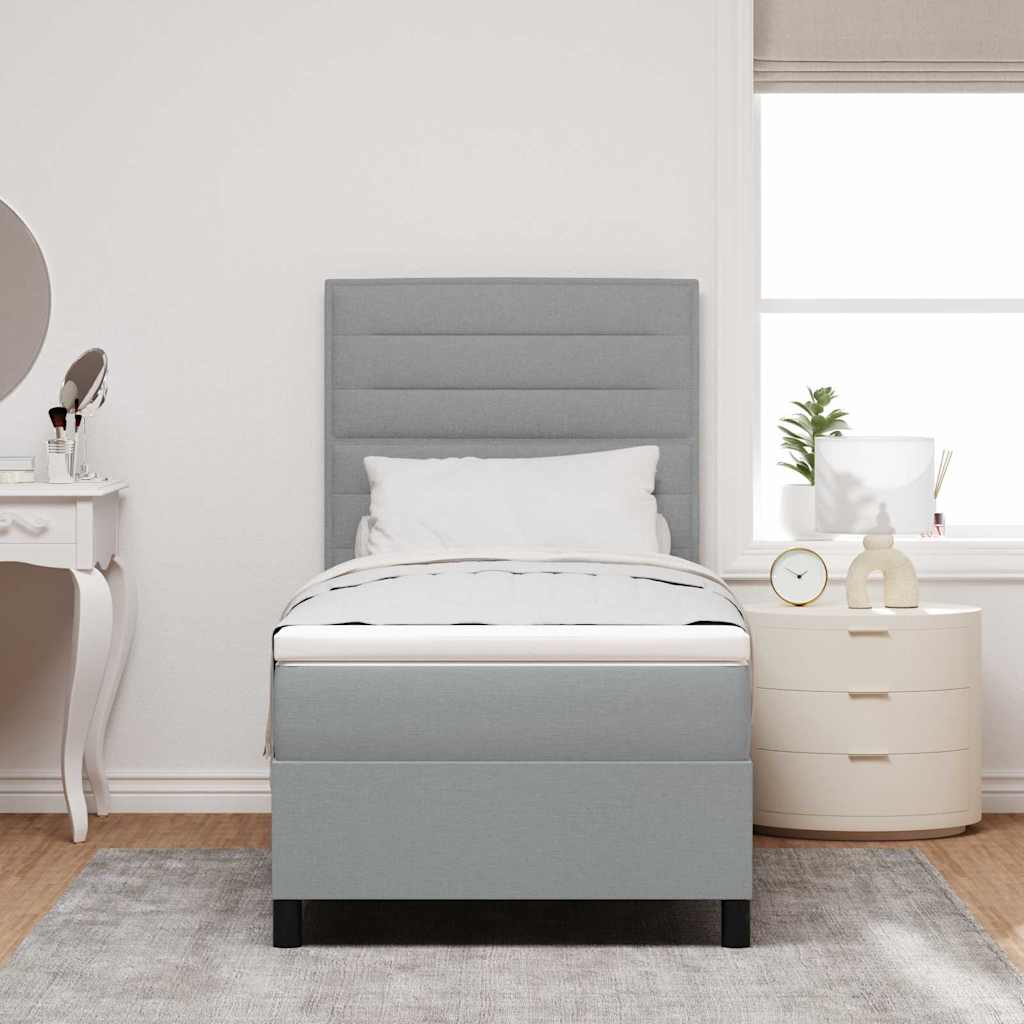 Box spring seng med madras Lysegrå 80 x 200 cm Stof
