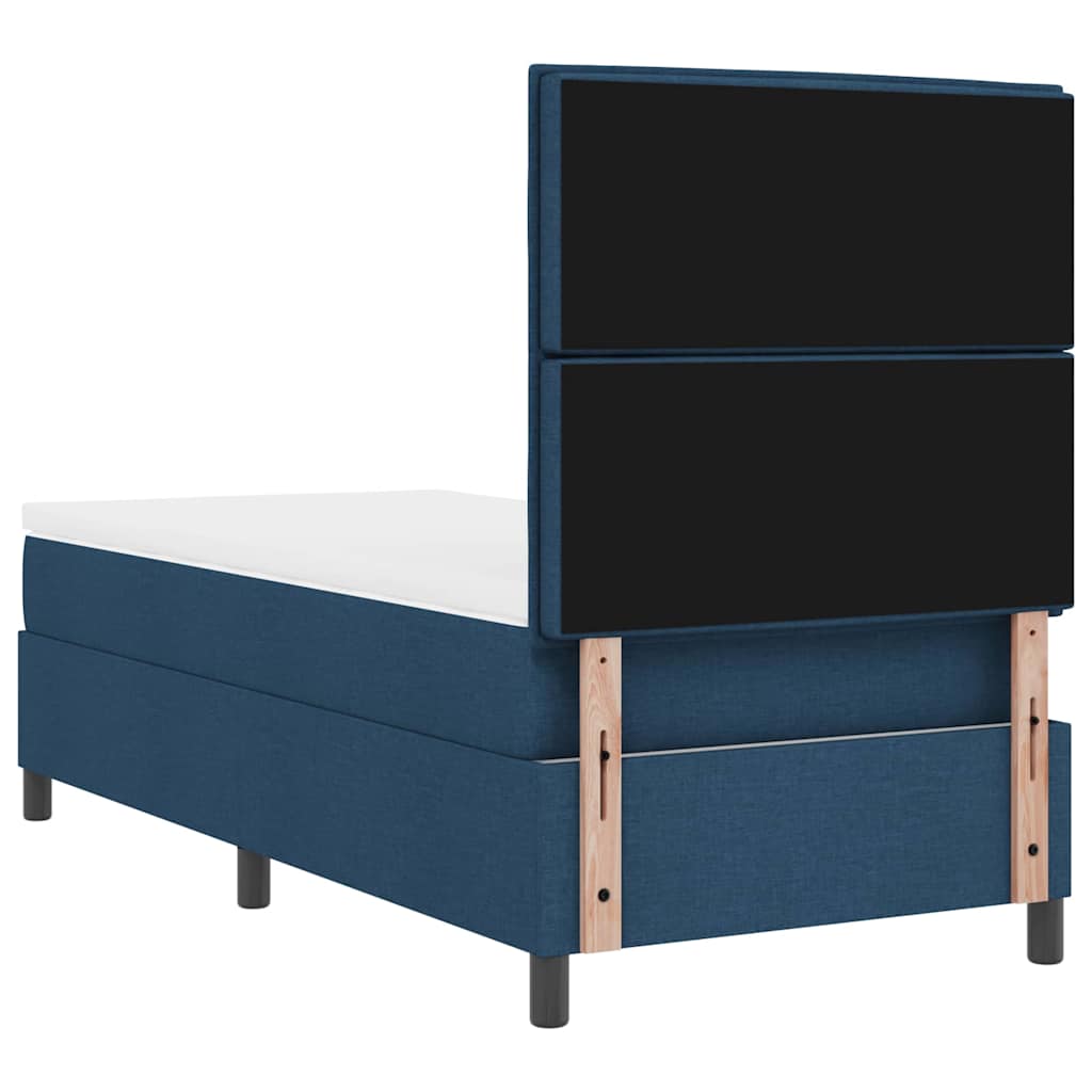 Box spring seng med madras med hovedgærde Blå 80 x 200 cm Stof