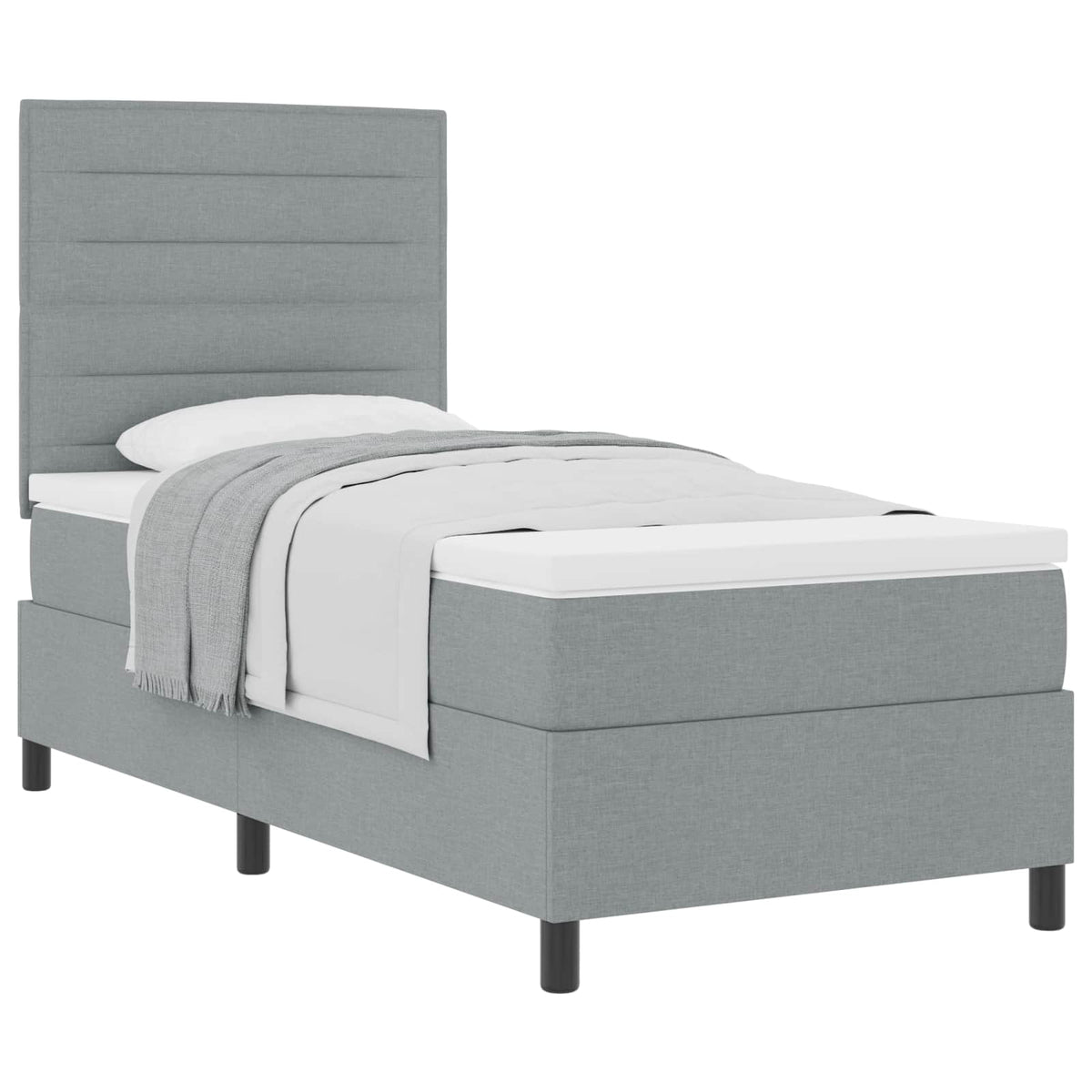 Box spring seng med madras Lysegrå 90 x 200 cm Stof
