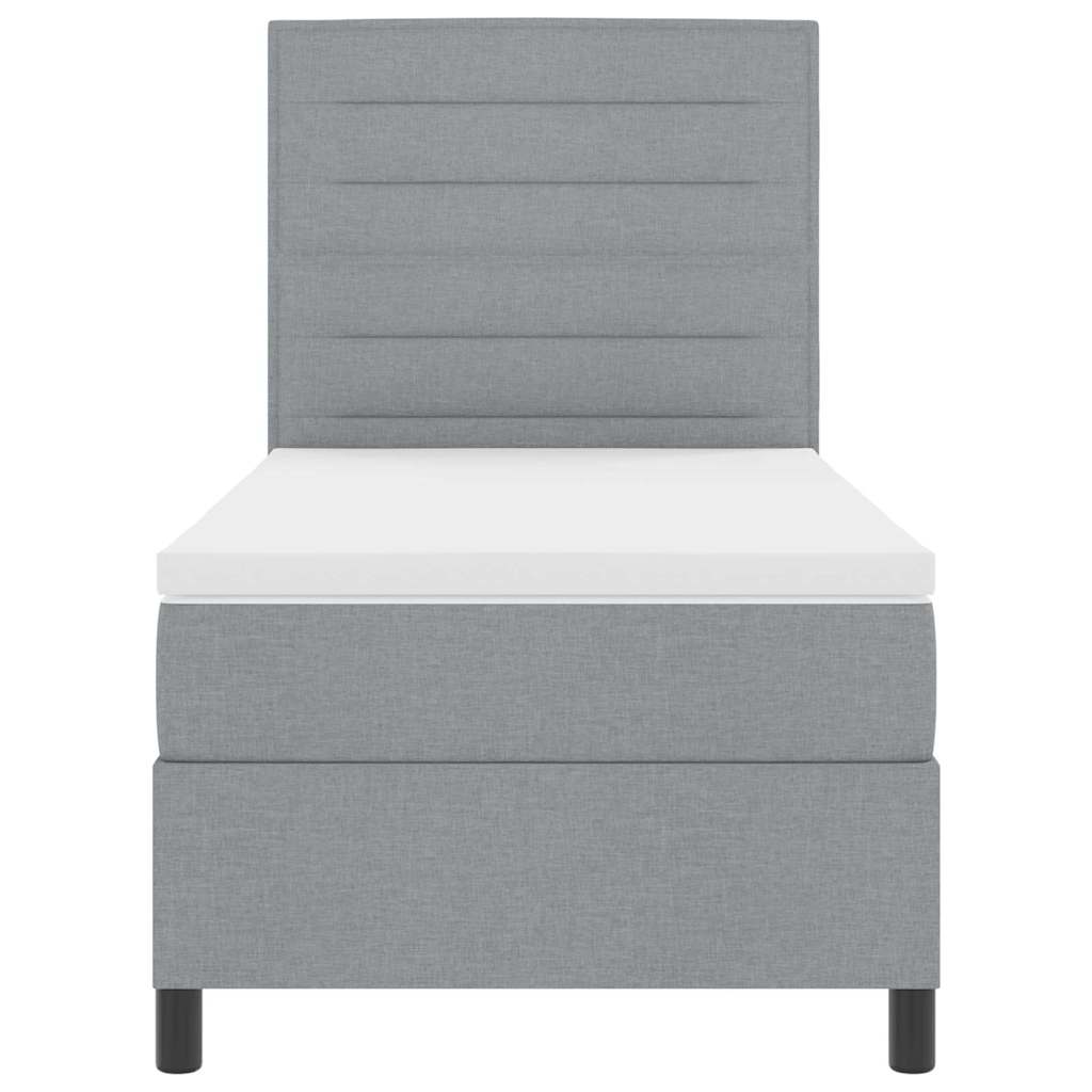 Box spring seng med madras Lysegrå 90 x 200 cm Stof