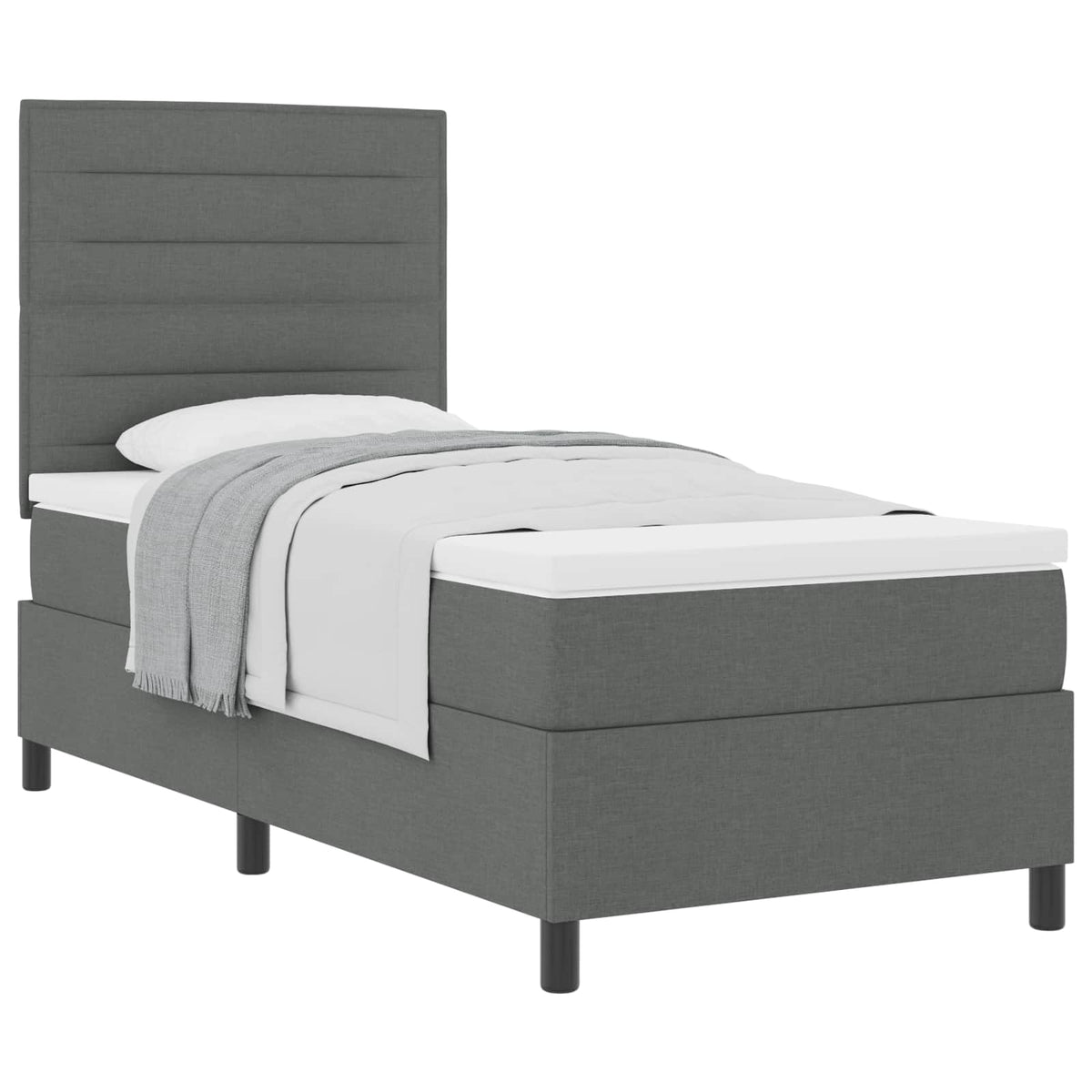Box spring seng med madras Mørkegrå 90 x 200 cm Stof