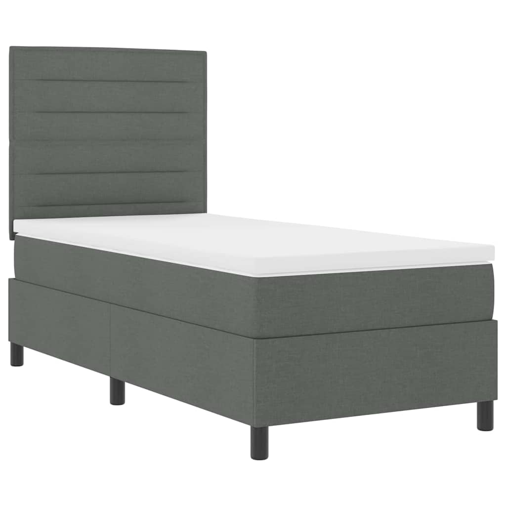 Box spring seng med madras Mørkegrå 90 x 200 cm Stof