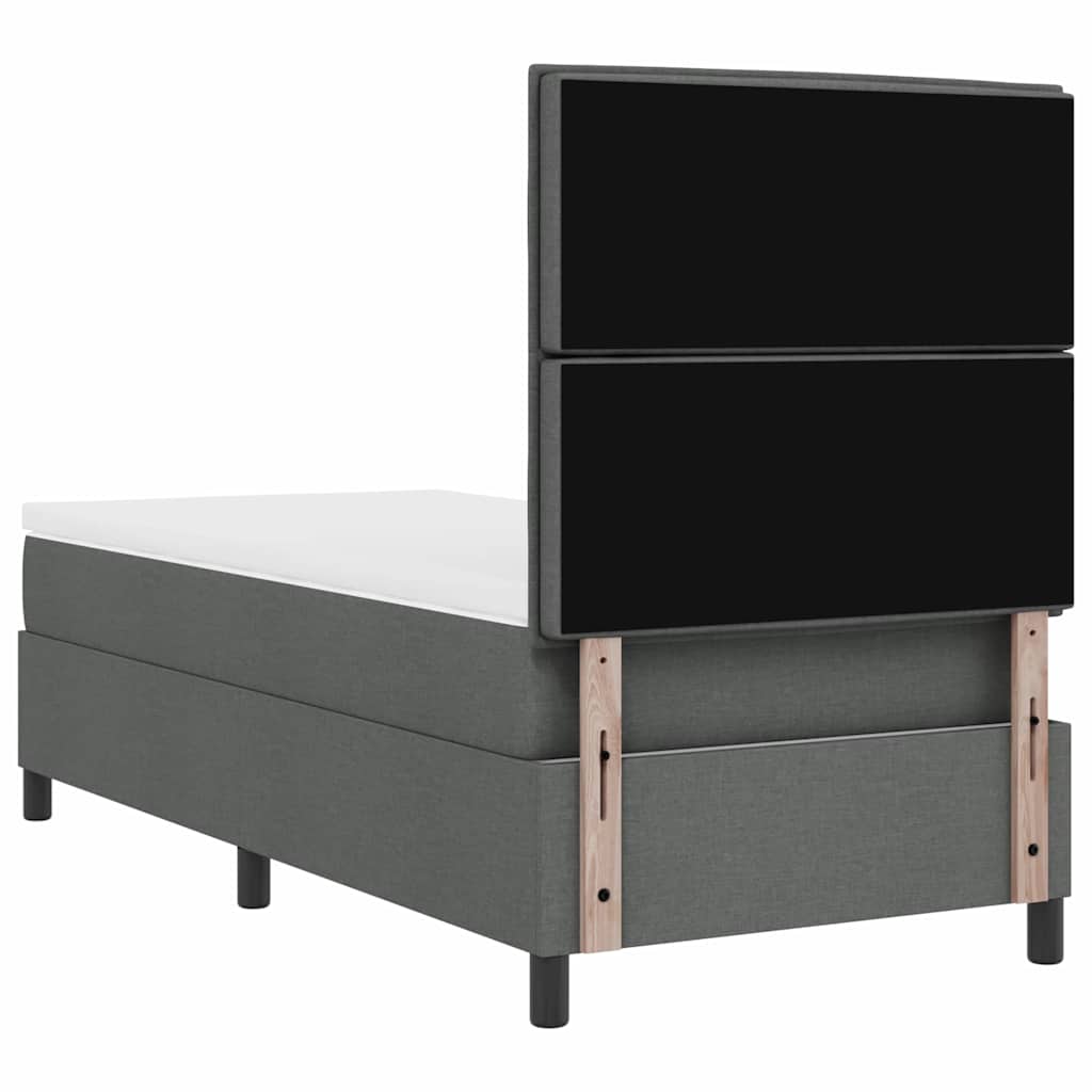 Box spring seng med madras Mørkegrå 90 x 200 cm Stof