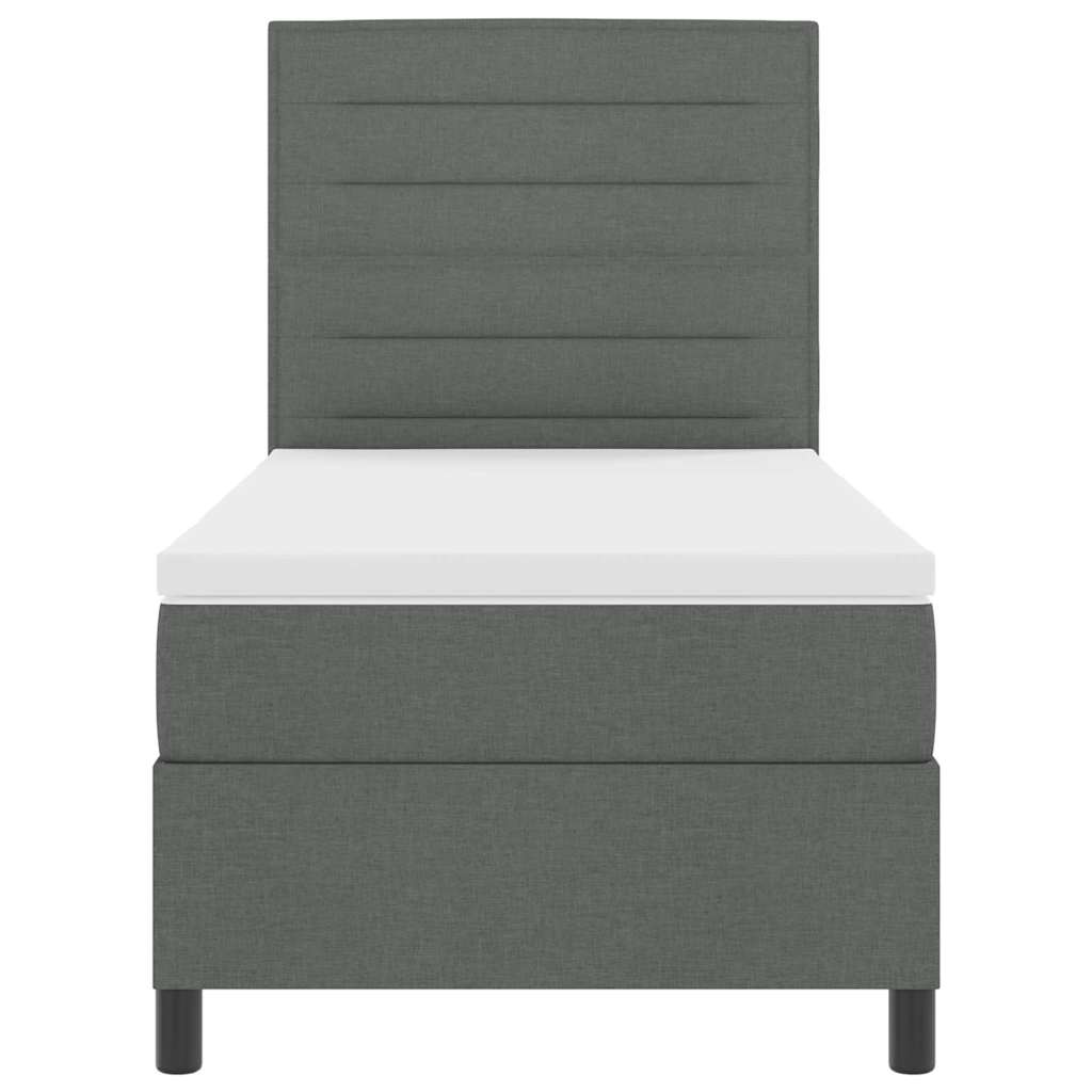 Box spring seng med madras Mørkegrå 90 x 200 cm Stof