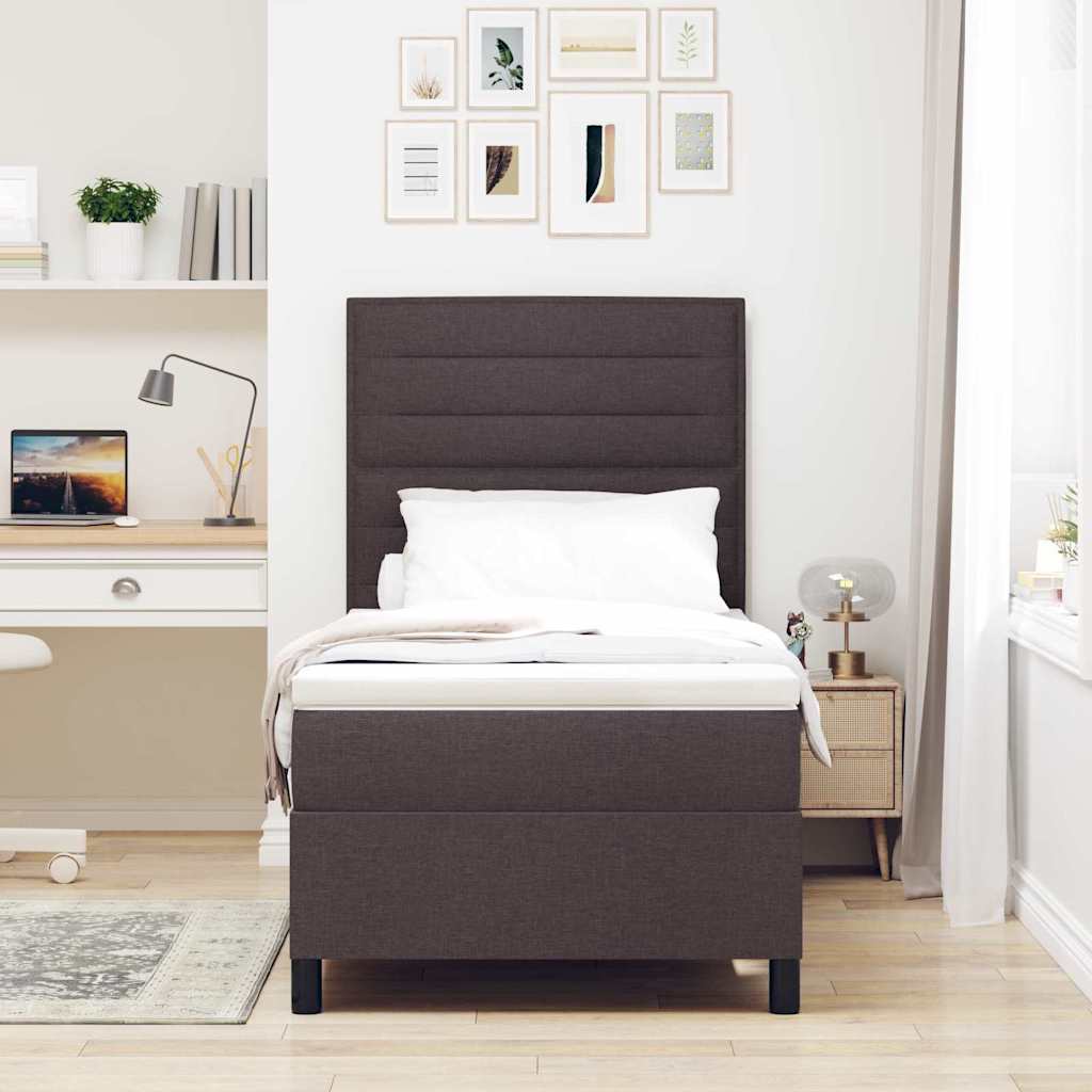 Box spring seng med madras Mørk Brun 90 x 200 cm Stof