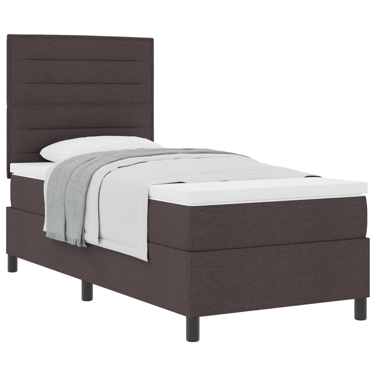 Box spring seng med madras Mørk Brun 90 x 200 cm Stof