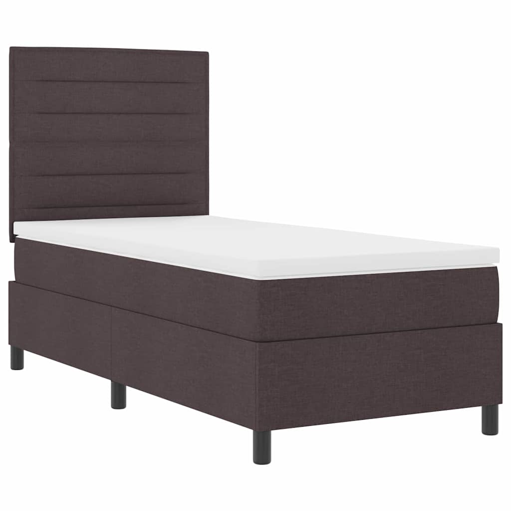 Box spring seng med madras Mørk Brun 90 x 200 cm Stof