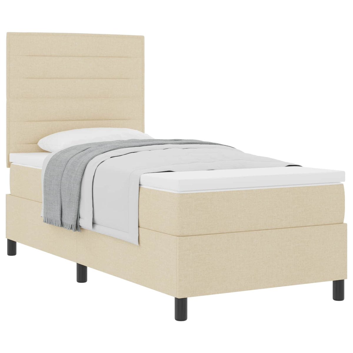 Box spring seng med madras Creme 90 x 200 cm Stof