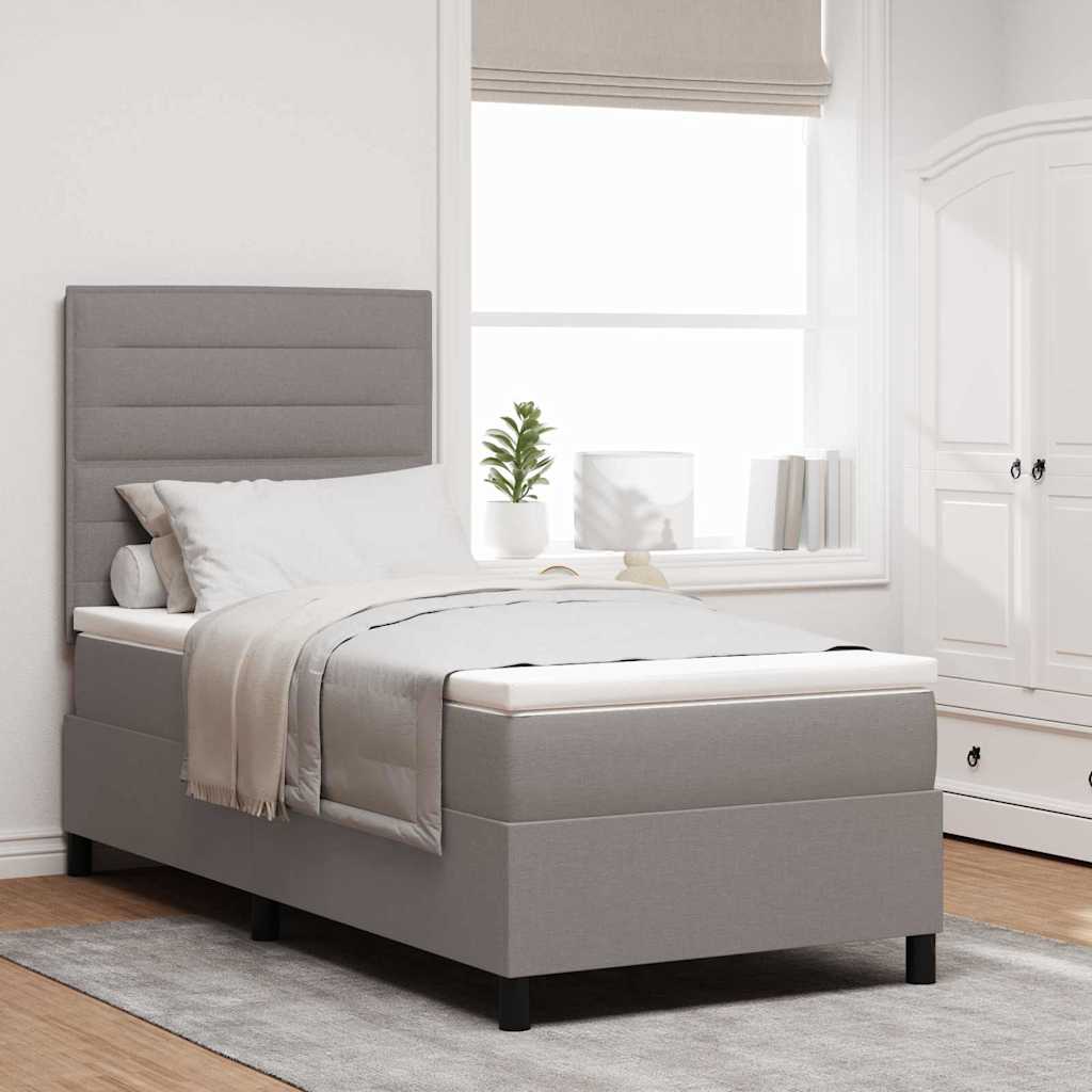Box spring seng med hovedgærde Gråbrun 100 x 200 cm Stof