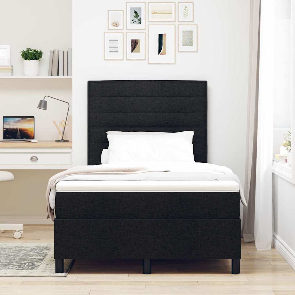 Box spring seng med madras Sort 120 x 190 cm Stof