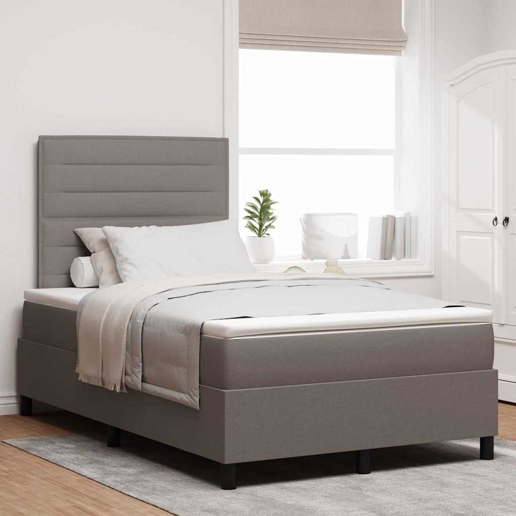 Box spring seng med hovedgærde Gråbrun 120 x 190 cm Stof