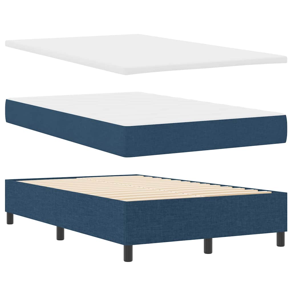 Box spring seng med madras med hovedgærde Blå 120 x 200 cm Stof