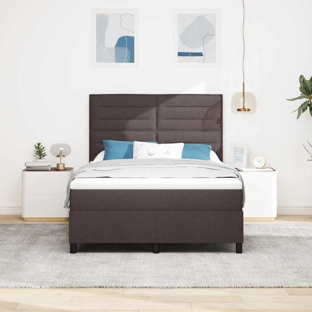 Box spring seng med madras Mørk Brun 140 x 200 cm Stof