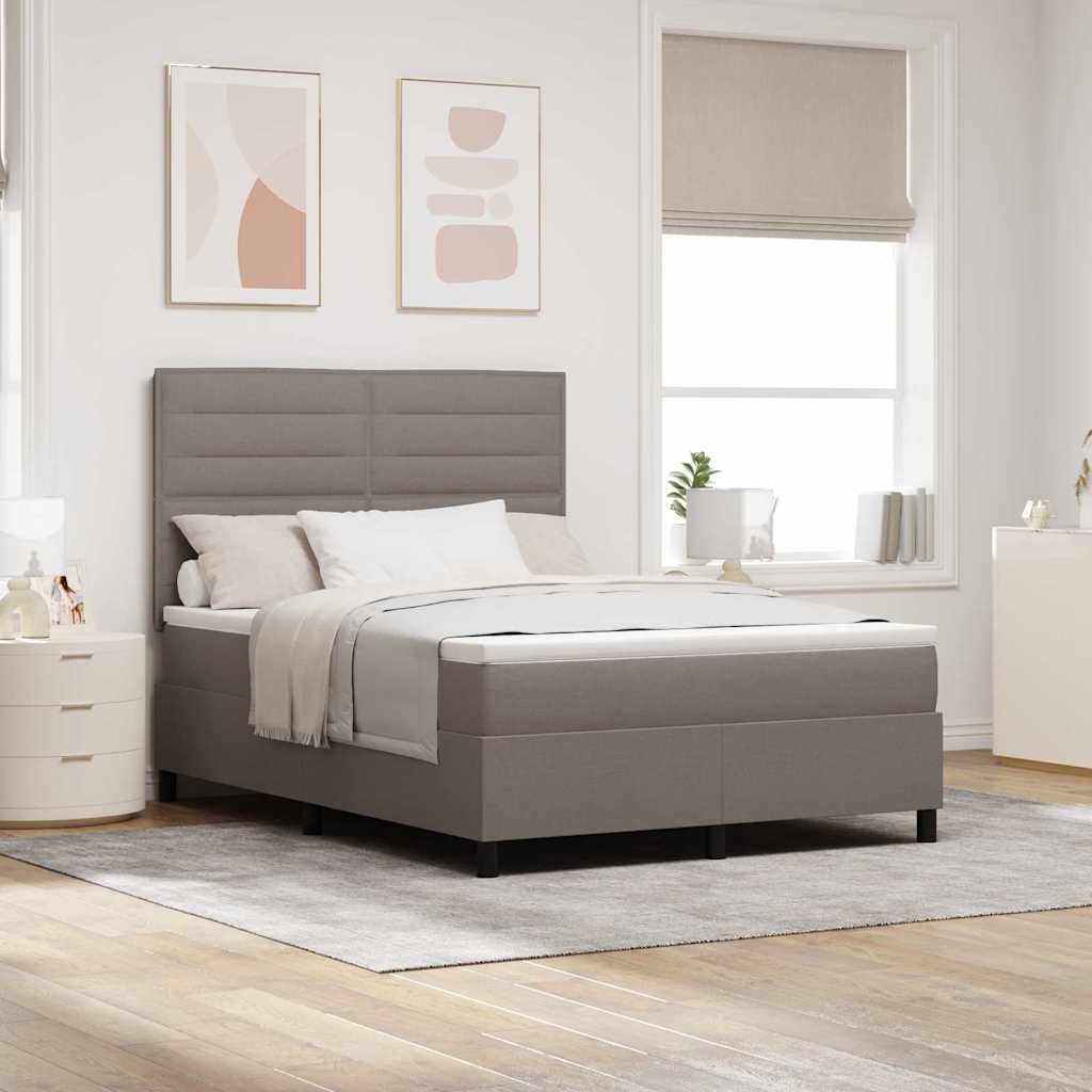 Box spring seng med hovedgærde Gråbrun 160 x 200 cm Stof