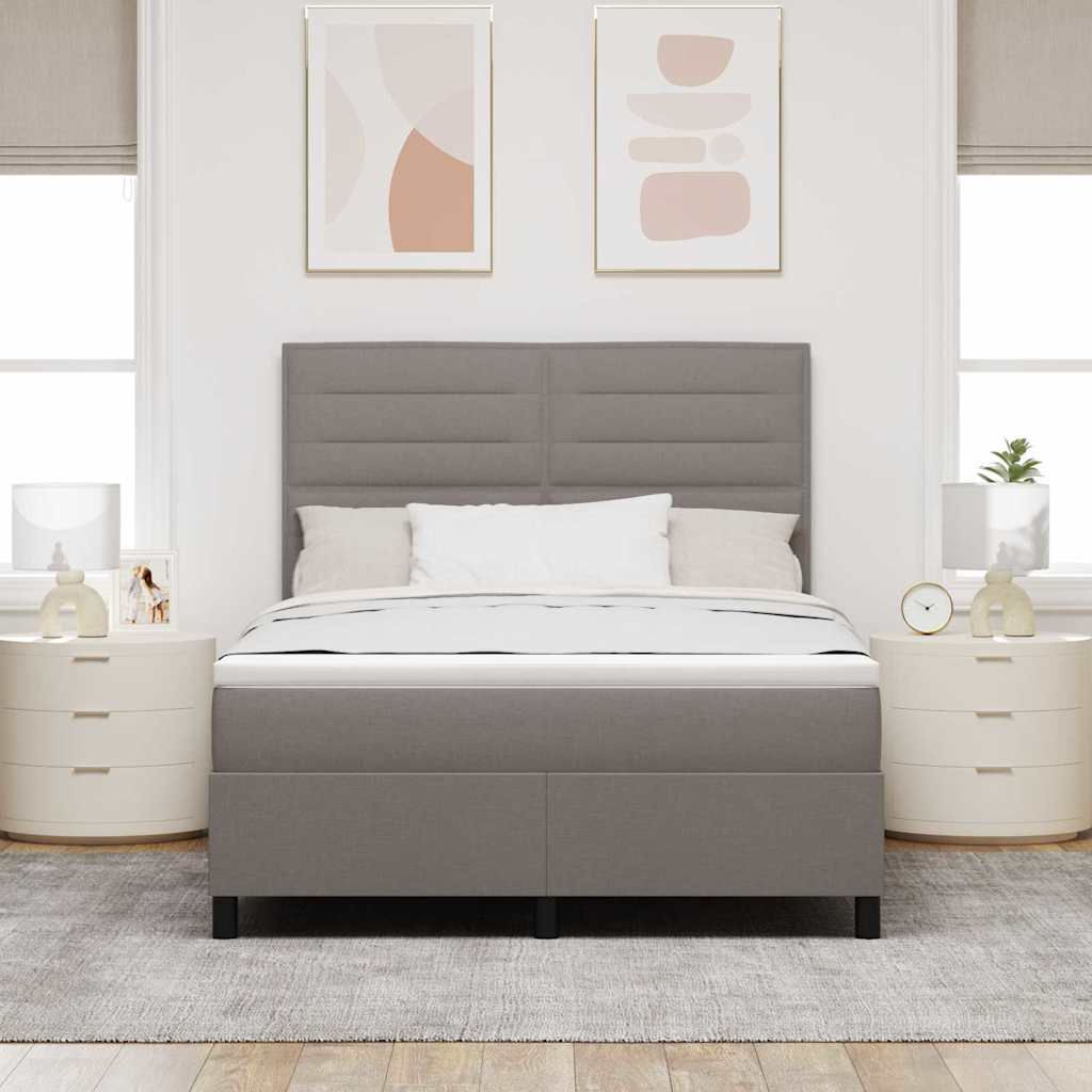 Box spring seng med hovedgærde Gråbrun 160 x 200 cm Stof