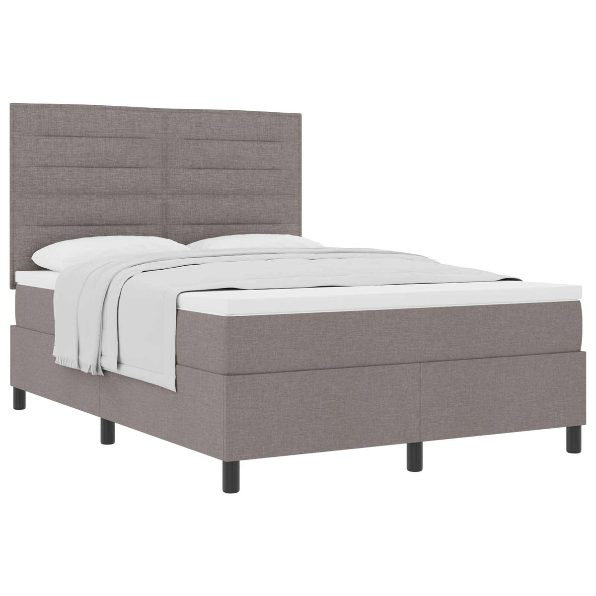 Box spring seng med hovedgærde Gråbrun 160 x 200 cm Stof