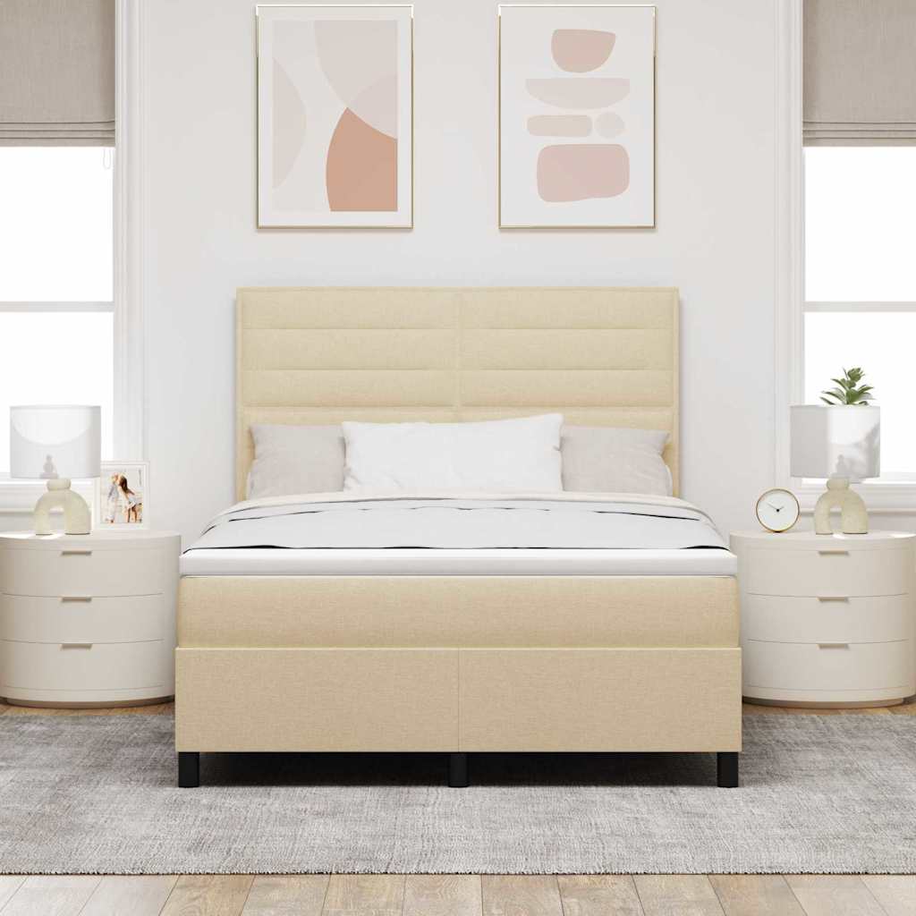 Box spring seng med madras Creme 160 x 200 cm Stof