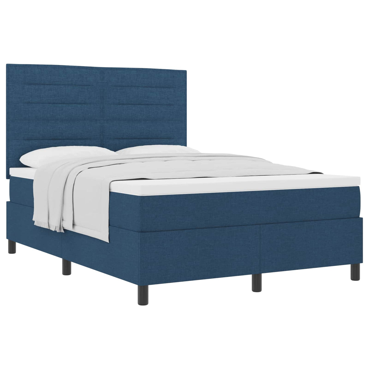 Box spring seng med madras med hovedgærde Blå 160 x 200 cm Stof
