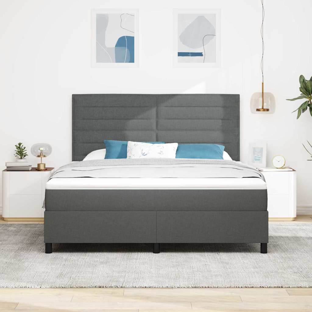 Box spring seng med madras Mørkegrå 180 x 200 cm Stof