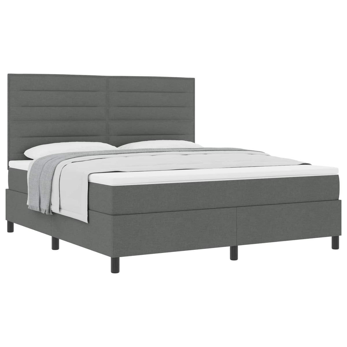 Box spring seng med madras Mørkegrå 180 x 200 cm Stof