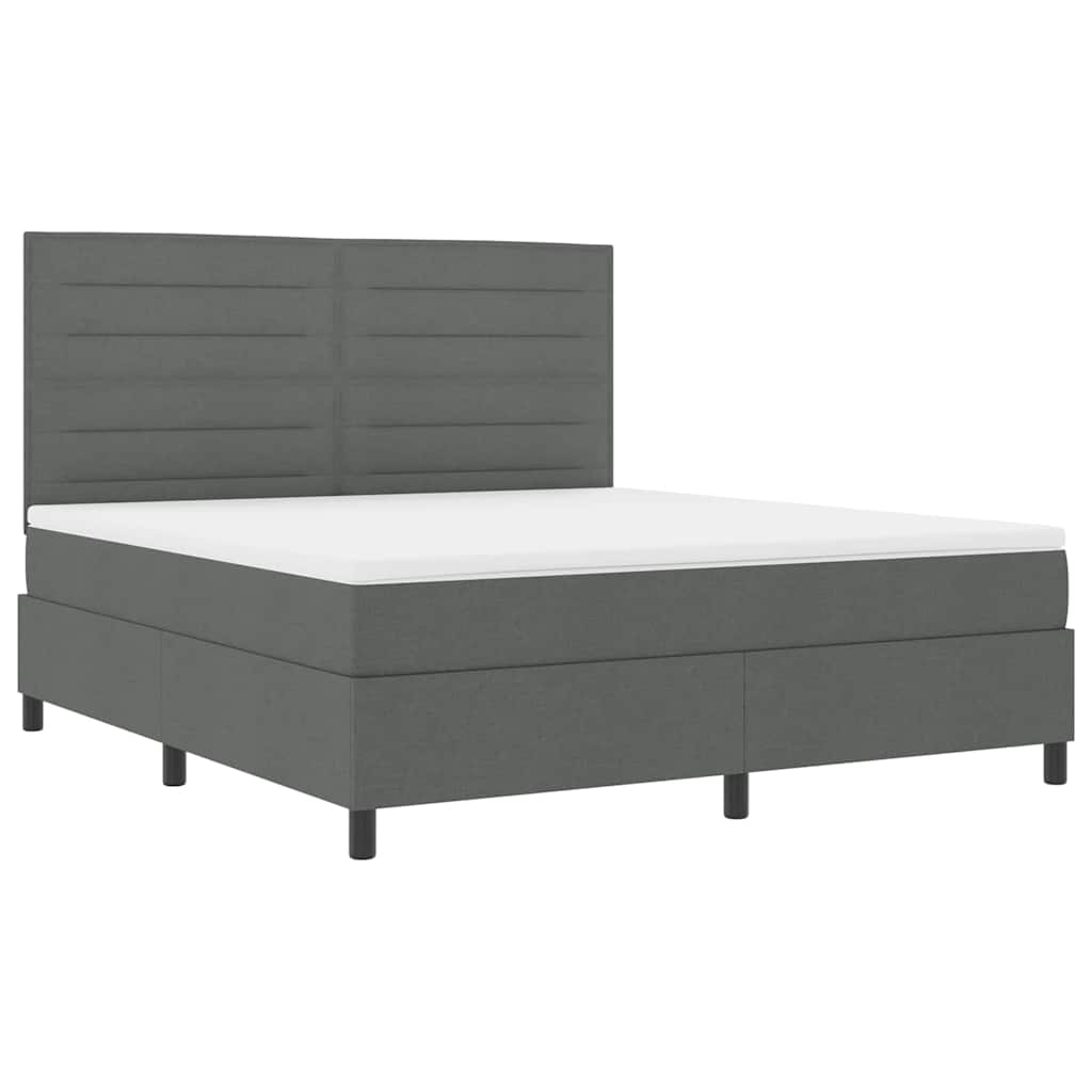 Box spring seng med madras Mørkegrå 180 x 200 cm Stof