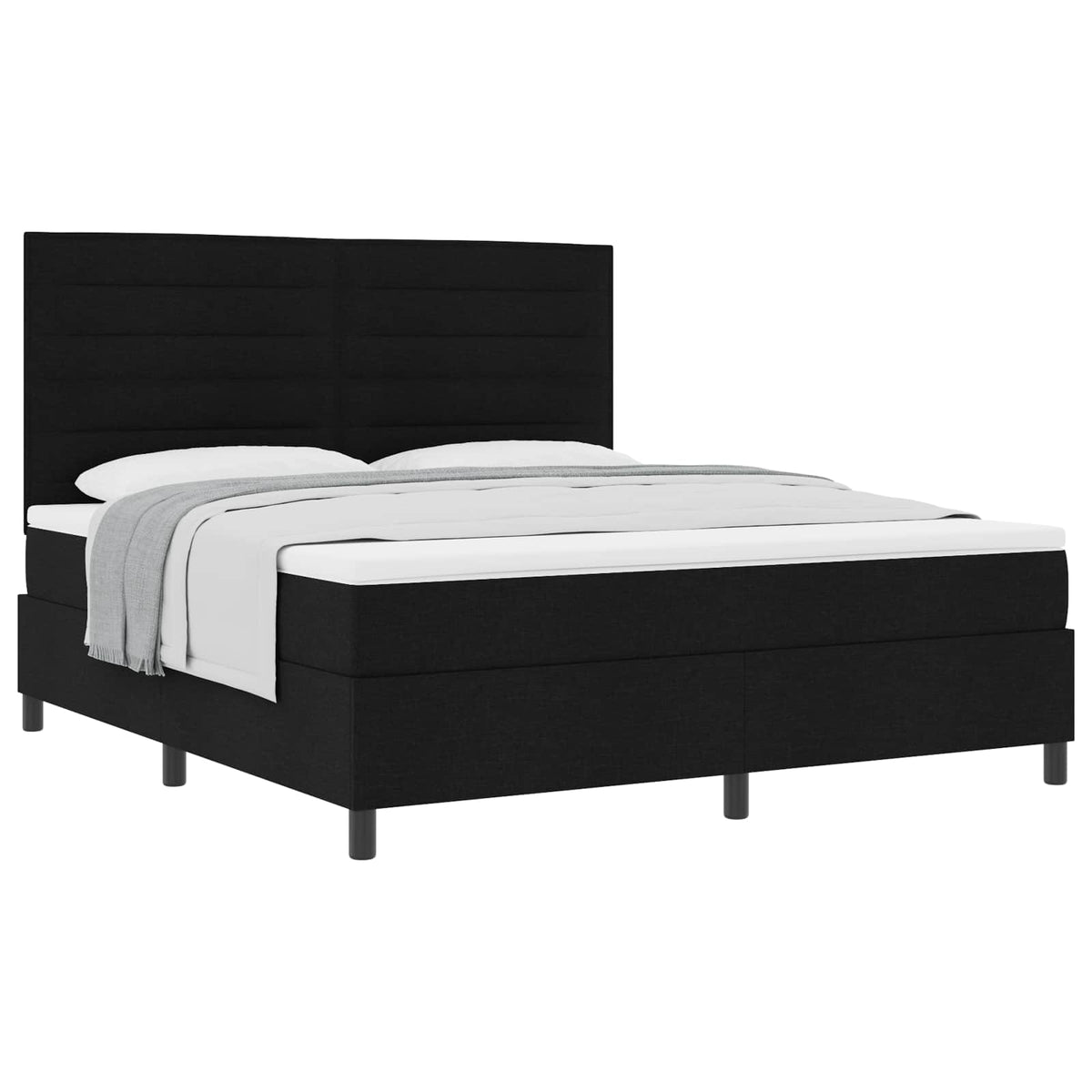 Box spring seng med madras Sort 180 x 200 cm Stof