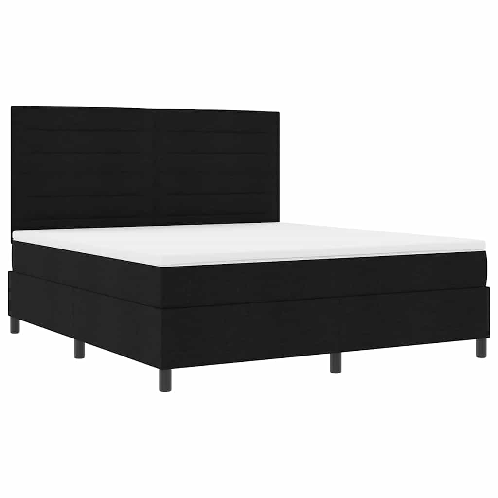 Box spring seng med madras Sort 180 x 200 cm Stof