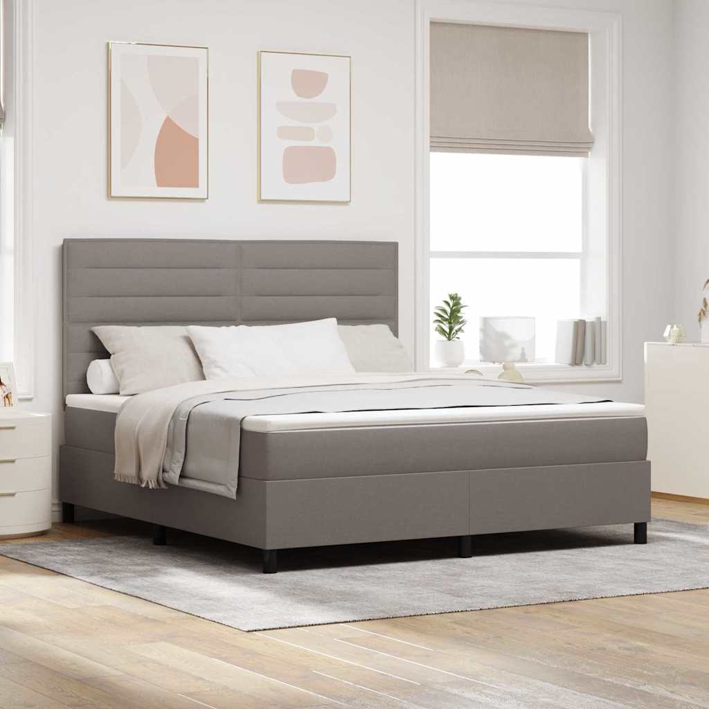 Box spring seng med hovedgærde Gråbrun 180 x 200 cm Stof